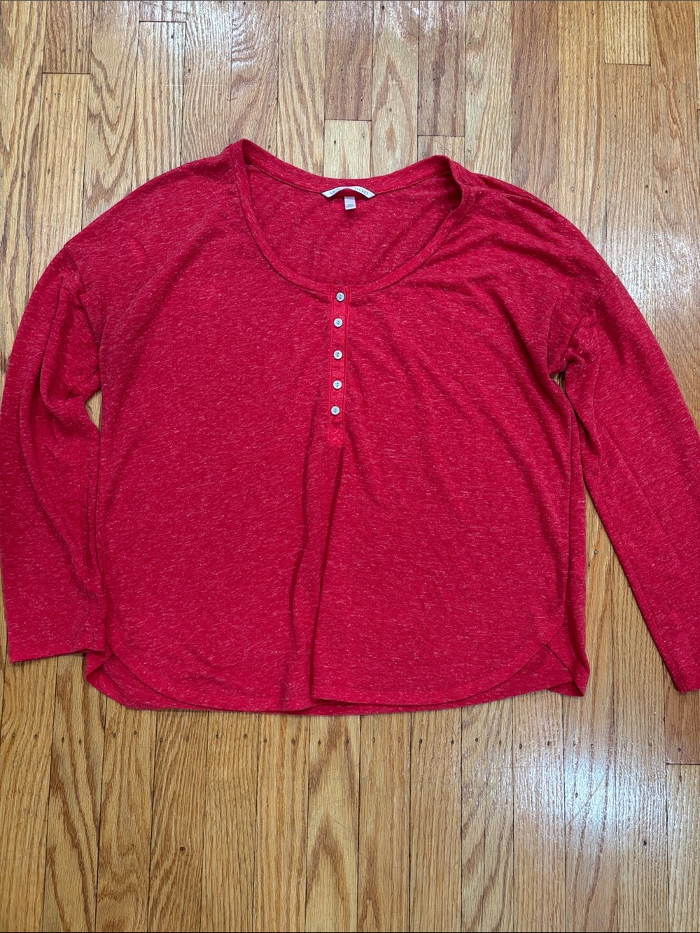 Victoria's Secret Red Long-Sleeve Henley Top